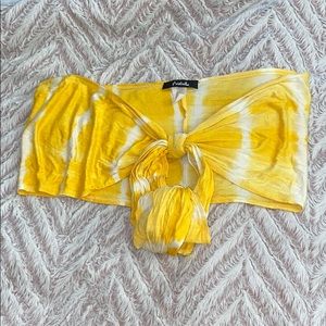 Yellow tie dye bandeau top